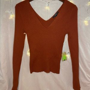 ☁️Deep V-neck cut, long sleeve bodycon long sleeve